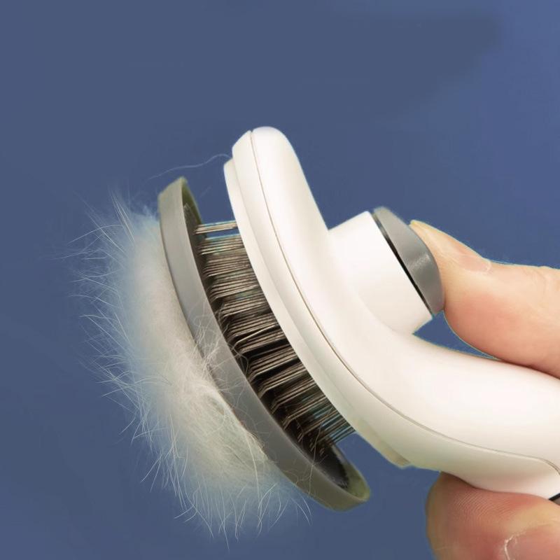 Long-Haired Cat Dog Deshedding Brush - Slicker Brush for Loose Fur Removal Self-Cleaning Pet Grooming Tool Cat Dog Fur Comb