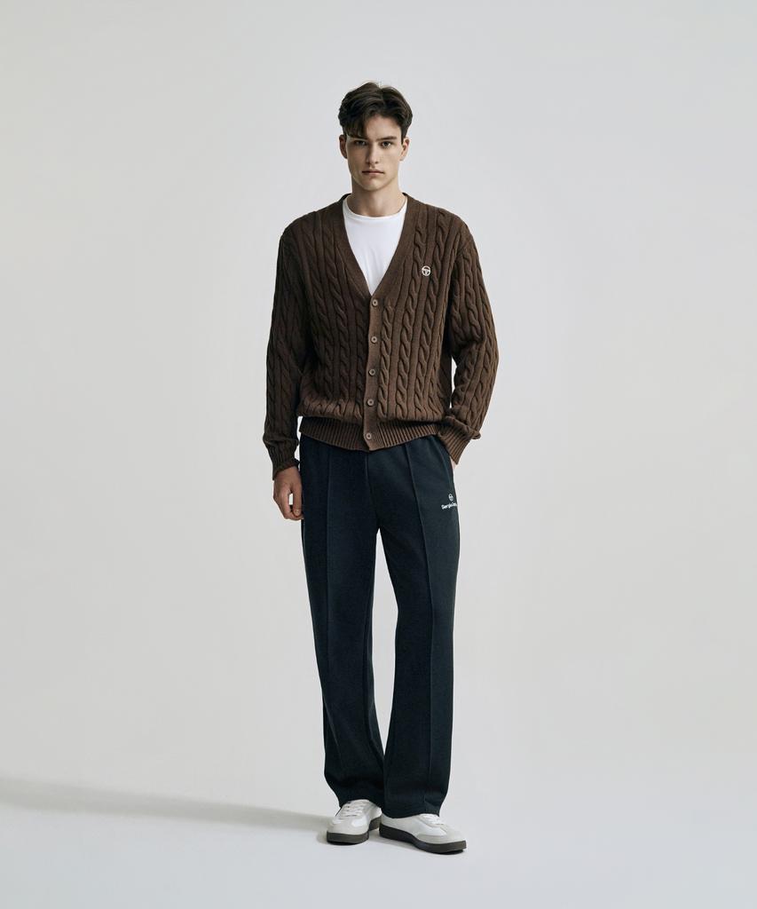 Sergio Tacchini M V-Neck Cable Sweater Cardigan (D.Brown)