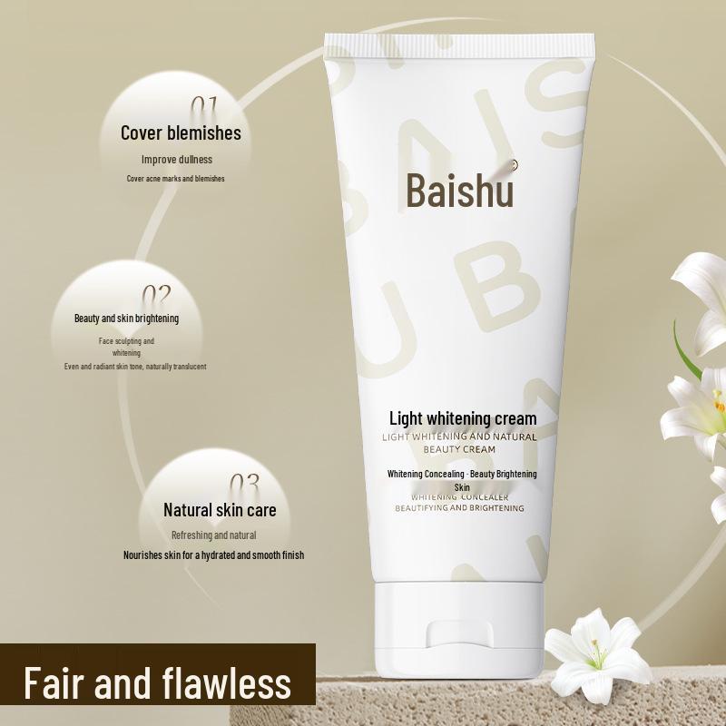 Bai Shu Brightening Bare Skin Cream: Lightweight, Waterproof, Sweatproof, Whitening, Niacinamide, Refreshing, Translucent, Full Body Use.