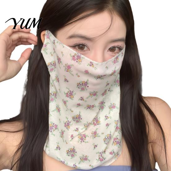 Lightweight Summer Face Mask Women Neck Sun Protection Mask, Cotton Dot Print UV Outdoor Cycling Cover, Foldable Gaiter Scarf for Driving Camping