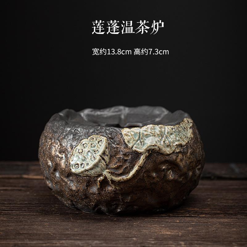 

Japanese Gilded Iron Glaze Lotus Pot Warm Tea Stove Coarse Candle Heating Table Insulation Base Boiling Kettle Kung Fu Teaset