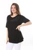 Women's Big Size Blouse Plus Size Black Stone Detailed Blouse