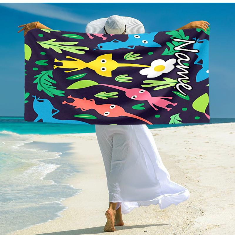 Personalized customized proof beach towel with Pikmin Pikmin pattern - soft, absorbent,quick-drying,perfect swimming,camping&bathing
