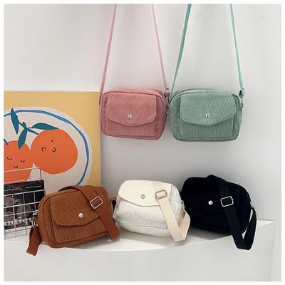 Corduroy Crossbody Bag Vintage Casual Shoulder Bag Solid Color Handbag with Zipper Adjustable Shoulder Straps Bandolera Hombre