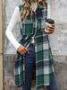 2025 Autumn Vintage British Style Lapel Long Plaid Coat Vest for Office Casual Commute - Women's Fashion Outerwear