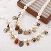 Imitation Pearl Acrylic Pea Flower Love Beetle Necklace Temperament Clavicle Necklace Ornament