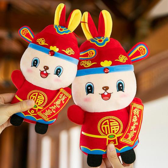 

16/20/25cm Bunny Stuffed Doll Hold Blessing Words Holiday Decoration Cute Stylish Cartoon Plush Pendant New Year Gift