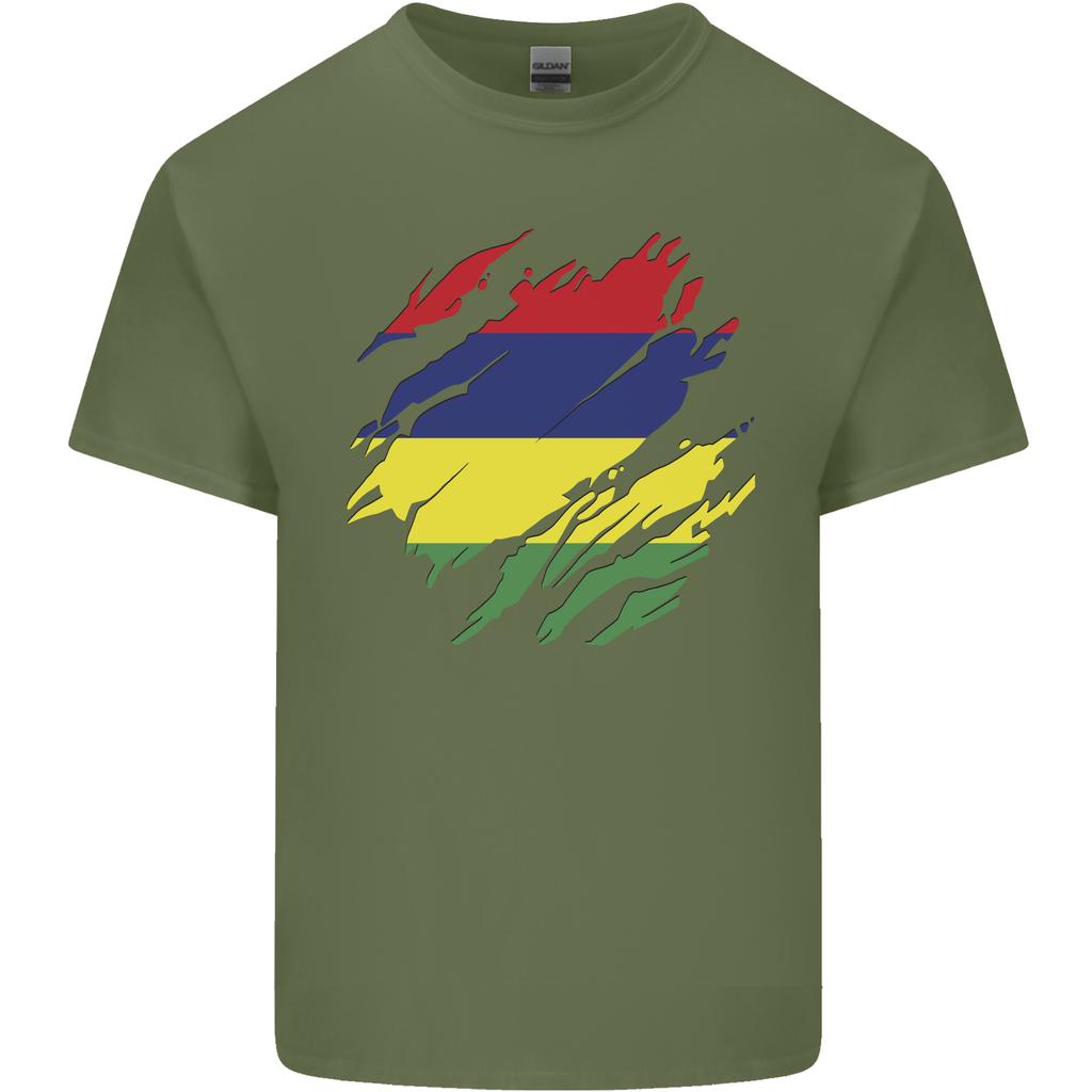 Torn Mauritius Flag Mauritians Day Football Unisexs Light Cotton TShirt
