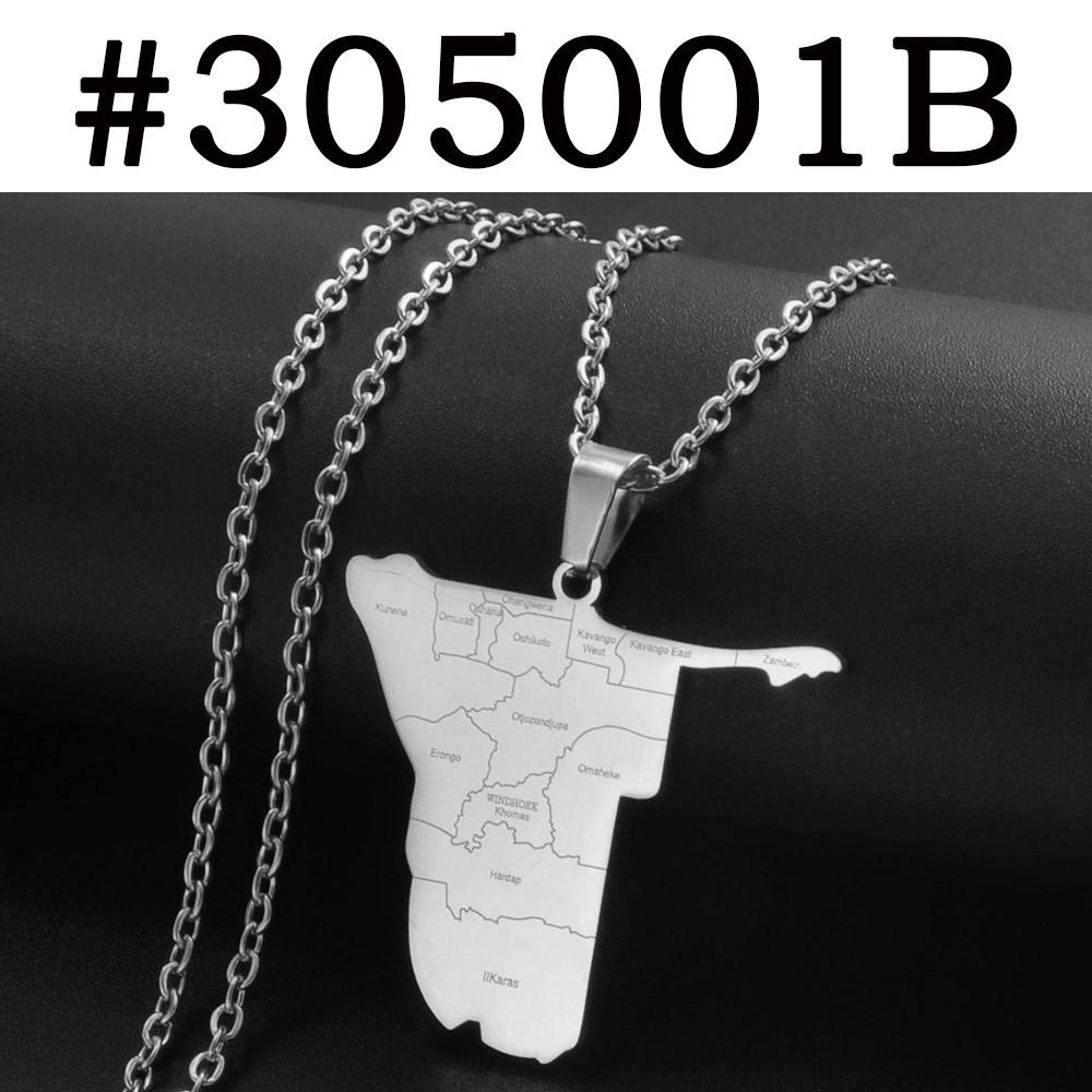 Anniyo Namibia Map With Cities Pendant Necklaces African Country Maps Jewelry Namibian @305001 45cm or 17.7 Inches