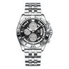 Men Chronograph Watches Stainless Steel Analog Quartz Wrist Watch Waterproof Luminous Date Business Dress Watch for Men