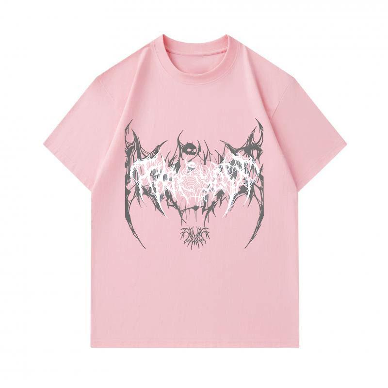 Men's 100% Cotton Crew Neck Short Sleeve T-Shirt, Death Metal Abstract Art Print Casual Breathable Tee, Gothic Dark Pattern Streetwear Top for Daily W