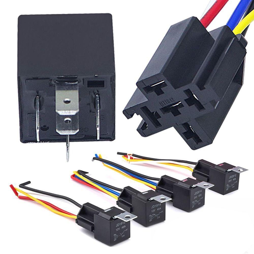With Harness Relay Socket Power Switch 4Pin 5Pin 4P 5P Car Relay Automotive Relay 12V 24V 40A