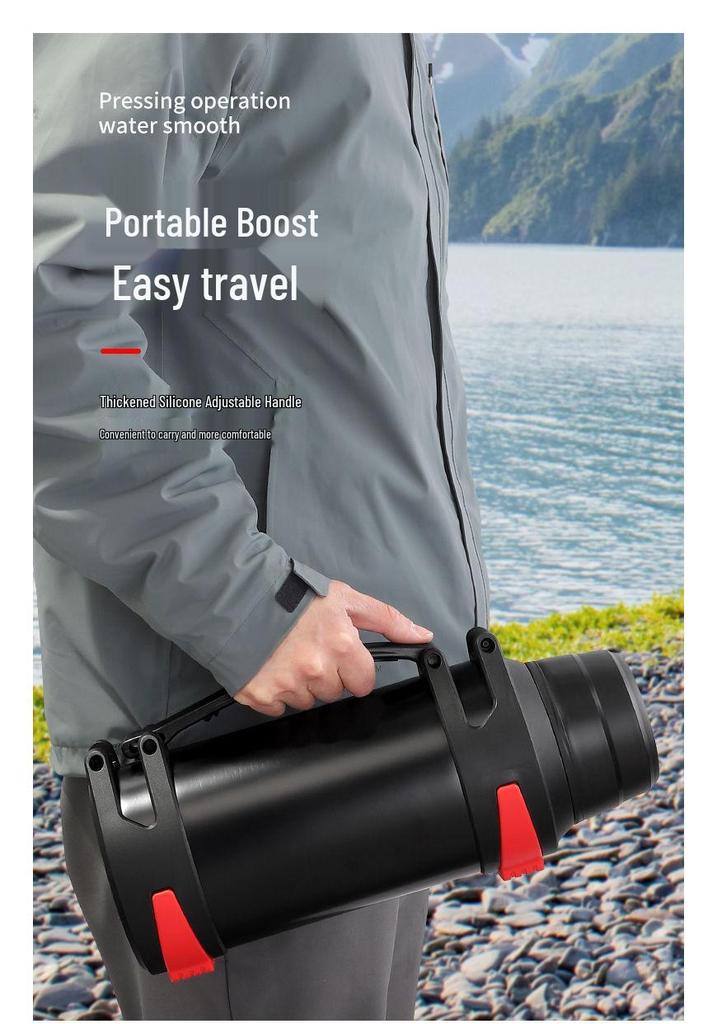 304 Stainless Steel Thermos Flask with Retractable Handle and Bowl - Large Capacity Travel Kettle for Camping