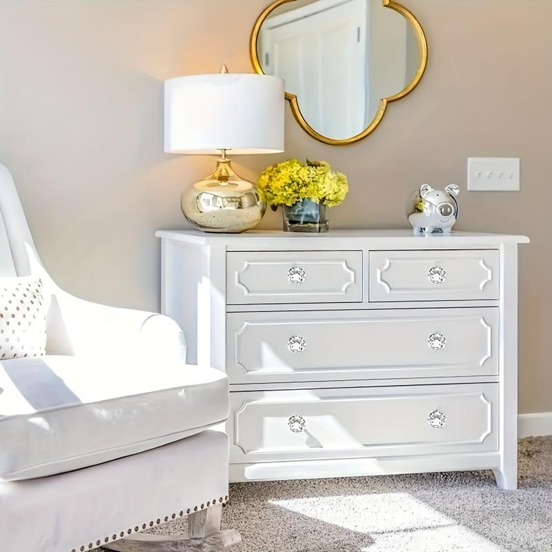 5pcs/10pcs 30MM Crystal Clear Glass Dresser Knobs, Silver Diamond Drawer Knobs, Pulls, Kitchen Cabinet Knobs for Dresser Drawers