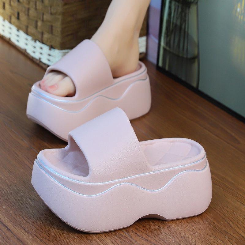 8 cm Super high heel slippers new women's clogs for summer platform elevated shoes woman outdoor slides chunky open toe slippers