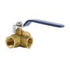 G1/2" 3 Way Ball Valve Three T Port Brass Female Type For Water Oil And Gas