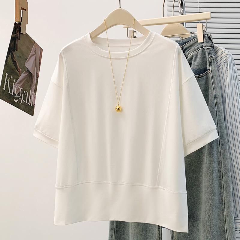 

Korean Style Elegant Age-Defying Versatile Slimming Short Sleeve T-Shirt XL белый