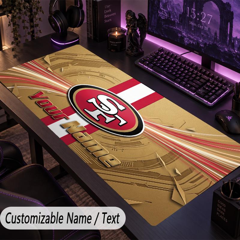 Large Mouse PadSan Francisco 49ers Custom Name Text Personalized Desk Mat Non Slip Gaming Pad