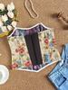 Summer Retro Floral Print Bandeau Top - Fishbone Style