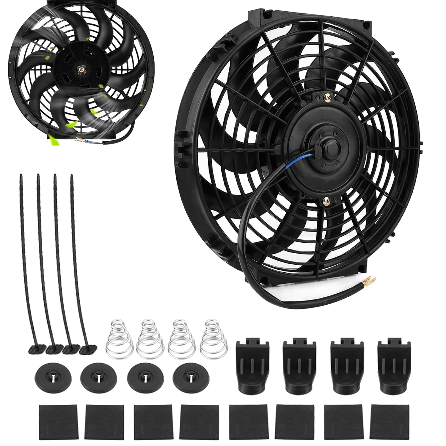 

Pragmatic 12-inch Engine Cooling Fan, Universal Car Slim Push-Pull Electric Engine Cooling Fan 12V, 80W Power Supply with Mounting Kit, Fits Most Cars