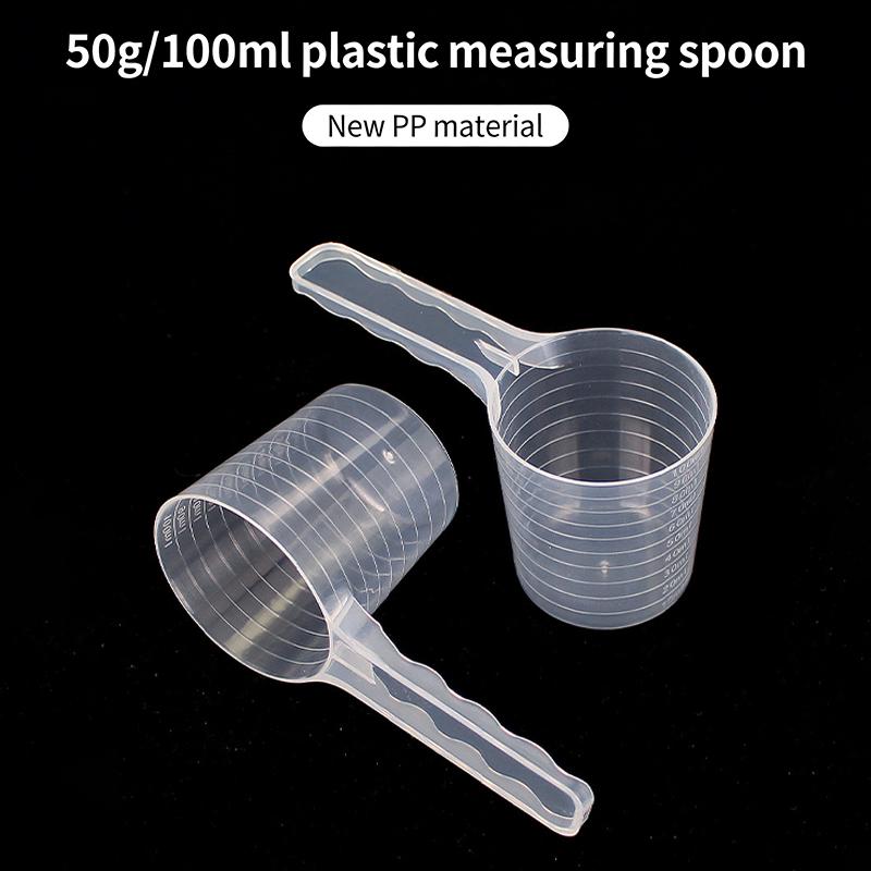 Transparent Måttsked för Husdjur Med Skala Plast Hund Katt Matningsskopa Husdjurs Servis Tillbehör 50G 100Ml