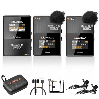 Bezprzewodowy system mikrofonowy COMICA Pin Microphone Wireless PRO Onboard 200M Transmisja szumów Mikrofon z klipsem Wielokierunkowy Nagrywanie wideo Online