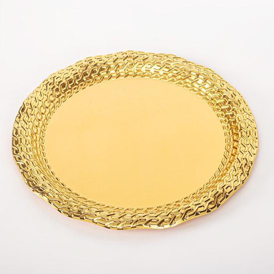 Vintage Round Metal Tray Retro Decorative Display Plate Flat Bottom Serving Platter for Jewelry