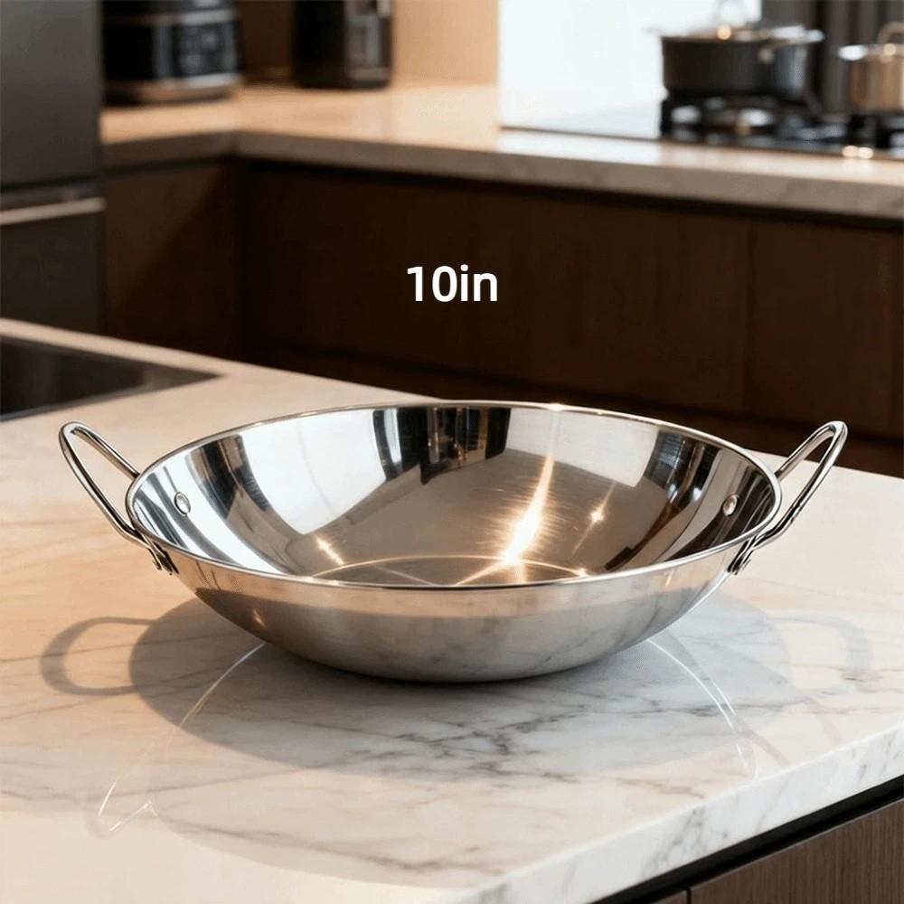 Durable Thickened Stainless Steel Wok Uncoated Windproof Outdoor Cooking Pot 7/8/9/10/11in Easy Clean Bar Stove Commercial