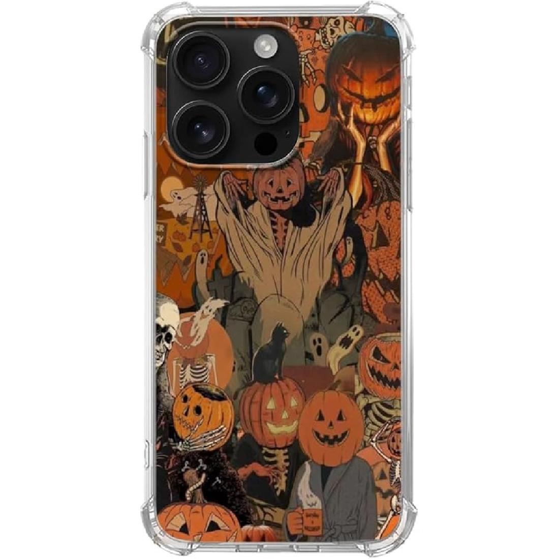 

Retro 70s Flowers Phone Case Compatible with iPhone 16 Pro, Vintage Vibe Red Orange Pink Floral Phone Case for iPhone 16 Pro, Cool TPU Bumper Case Halloween Pumpkin