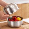 Stainless Steel Microporous Colander, Dishwasher Safe Salad Mixing Bowl Rice Washer, Vegetables Fruits Rice Washing Food Strainer Basket