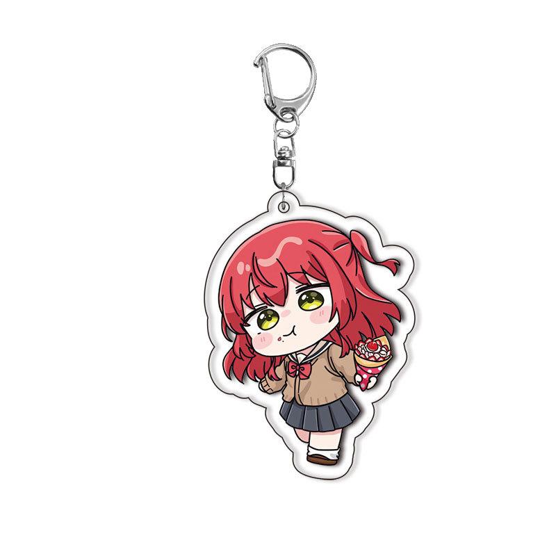 Anime Cartoon Bocchi The Rock Gotoh Hitori Ijichi Nijika Yamada Ryo Cute Acrylic Car Keychain Ornaments Girls Keyring Gifts Toys