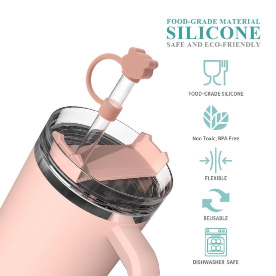 2/8Pcs Silicone Straw Cap Toppers for 40 Oz Tumbler Cups Reusable Bear Shape Design Straw Tips Lids Protectors Dust Cover for Home Dorm Restaurant