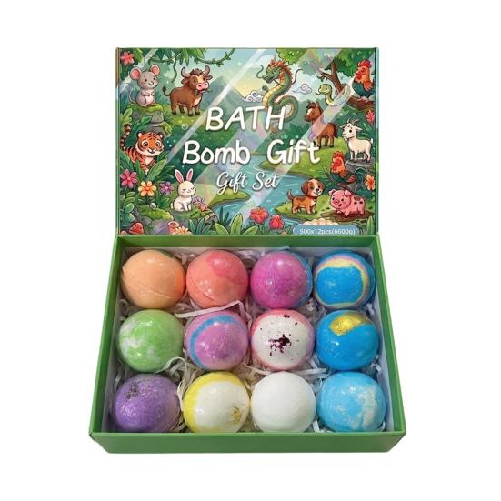 4/6/12 Stück Kinder Badesalz-Badekugeln mit Spielzeug darin Pflanzen Ätherische Öle Handgemachte Sprudelbälle Trockene Haut Feuchtigkeitsspendende Duschkugel Entspannung Spa Geschenk