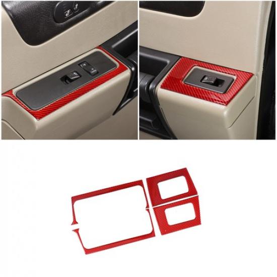Red Carbon Fiber Color For Hummer H2 2003-07 Window Lift Switch Decorative Frame