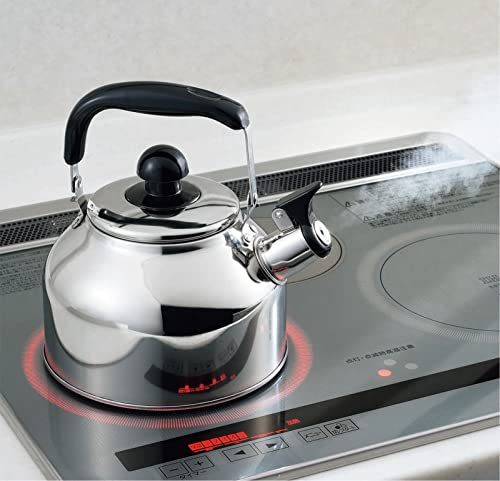 Kakusee Nilworka NW-07 Silberne Pfeifkessel, 2,7L Fassungsvermögen, Edelstahl, Hohe Wärme-Effizienz, Stabil, Weitboden-Design, Leicht zu Reinigen, Induc