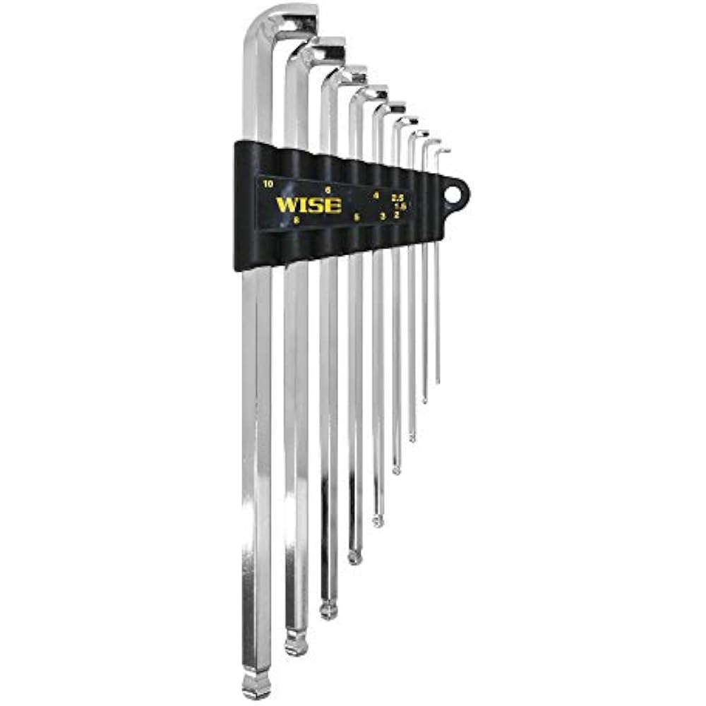 WISE (WISE) Ball Point Hex Wrench 1.5/2/2.5/3/4/5/6/8/10mm Long Extremely Short SBGTL-900 9 Pack