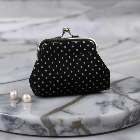 Women Coin Purse, Polka Dot Printing Mini Lightweight Pouch, Pocket Size Kiss Lock Coin Pouch, for Coins Earrings Hair Ties Small Items