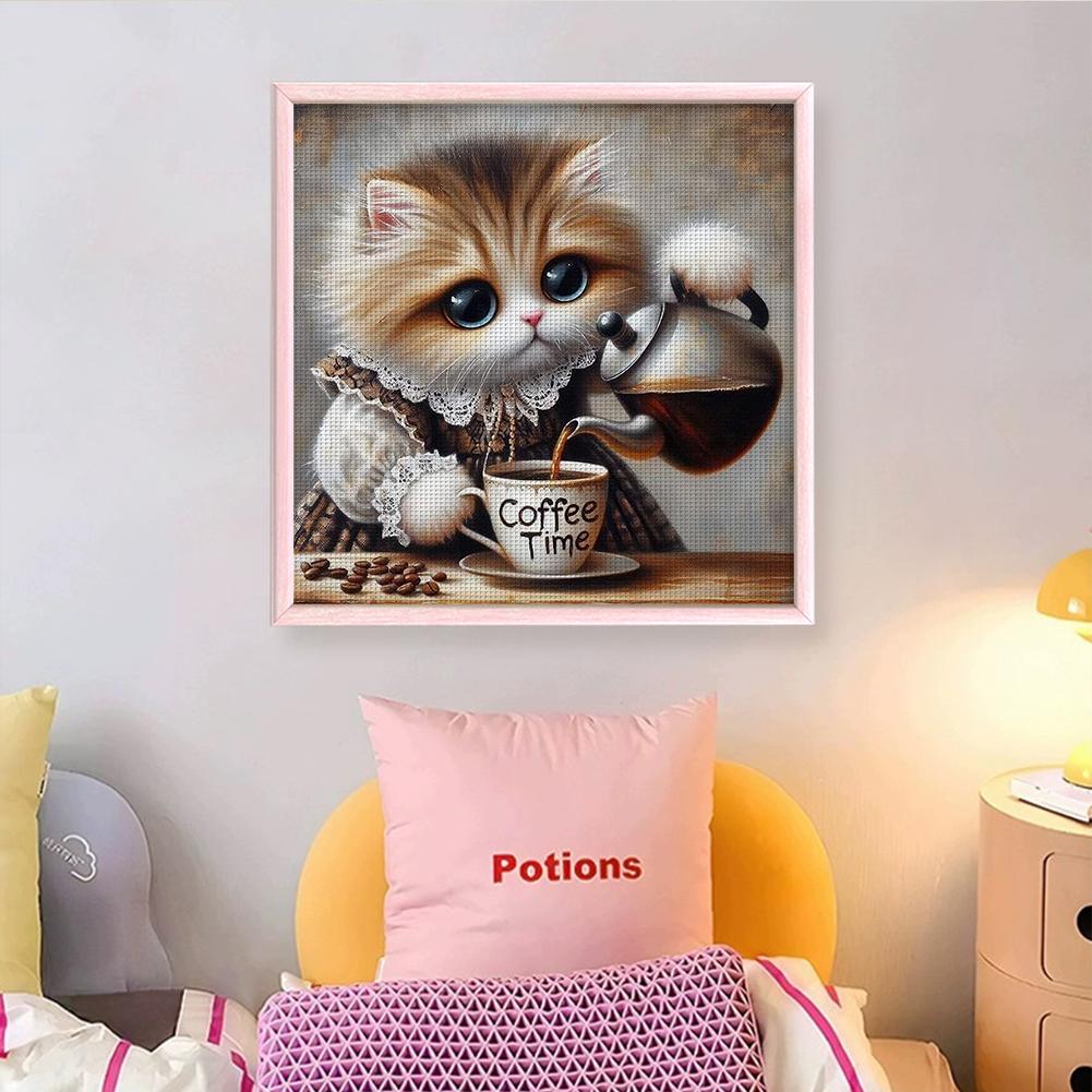 Cute Cat/Dog Full Embroidery Eco-cotton Thread 11CT Printed Cat Cross Stitch Kit Arts DIY Handmade Ornament Home Decor 40*40cm