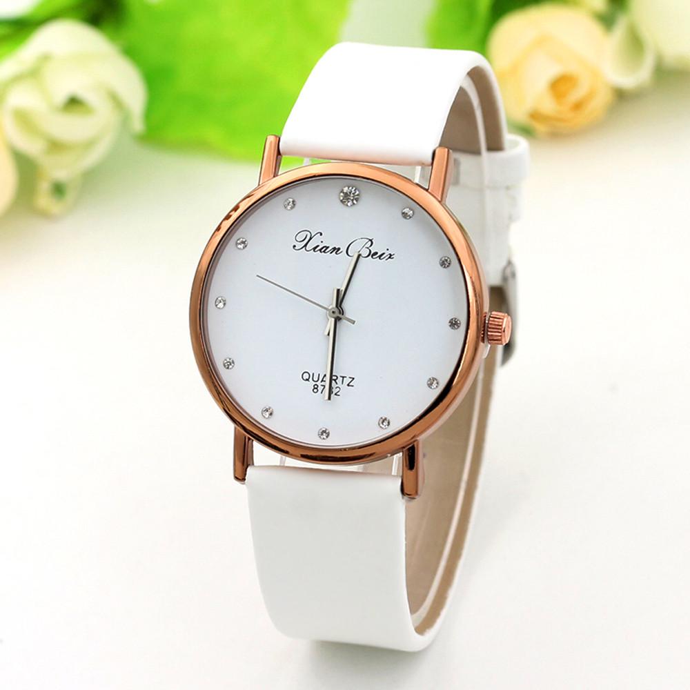 Fashion Charm Women Leatheroid Band Round Dial Quartz Wrist Watch