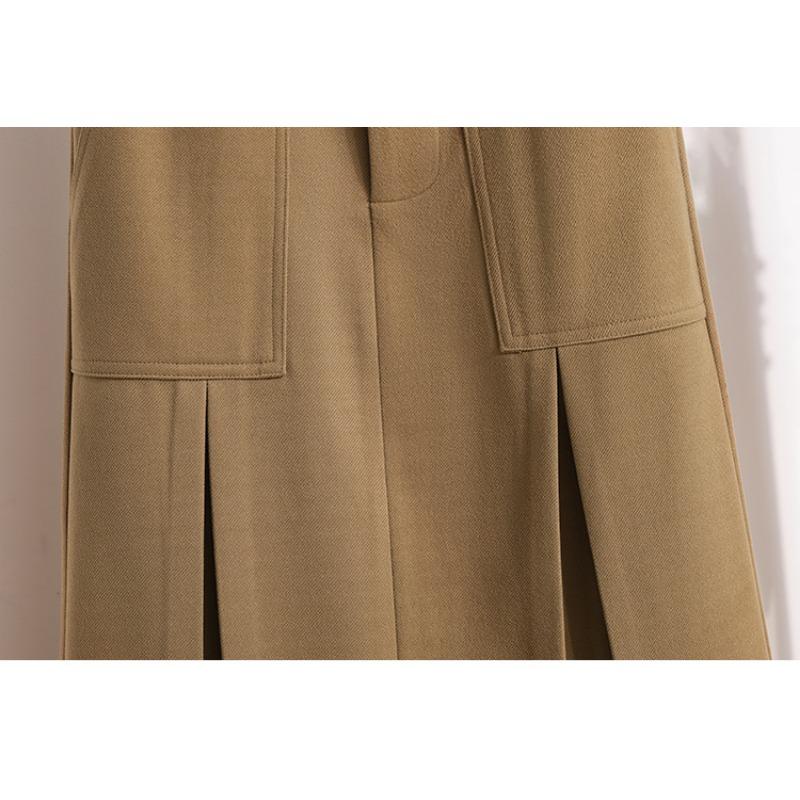 Dimanaf 2024 Nye Høst Vinter Pluss Størrelse Lange Dameskjørt Ensfarget A-linje Oversize Dame Elegant Høy midje Plisserte skjørt