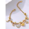 Fashionable 18k Gold Plated Women's Bracelet with Heart Charm Craft of Sturdy Stainless Steel and Zircon Daily Use