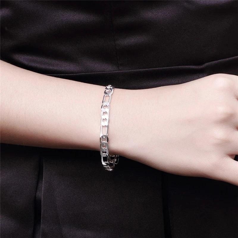 925 Silver Bracelets Charm Classic 6MM Chain for Women Men Wedding Party Christmas Gifts Fashion Jewelry