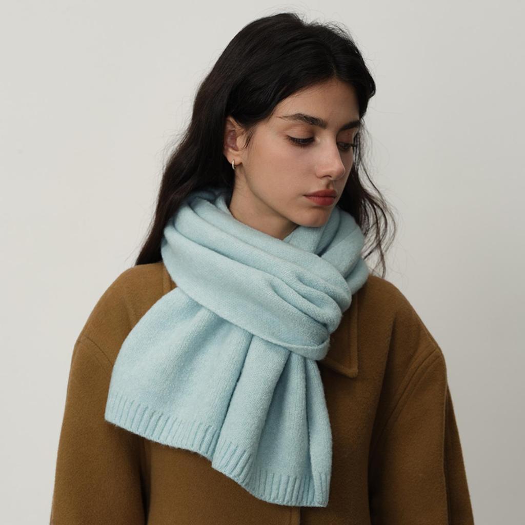 Light Blue Knit Scarf Winter Warmth Scarf