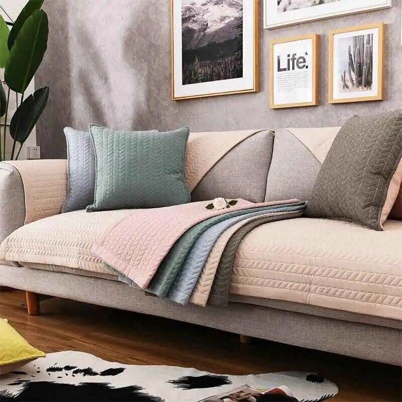 

6 цветов с геометрическим узором, хлопковая подушка для дивана, четыре сезона, полотенце для дивана, полотенце для спинки, чистый цвет, секционный чехол для дивана, наволочки 70X70cm 1PC