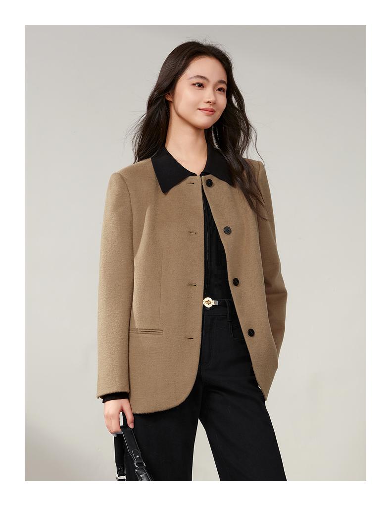 Jiuzi Anna Kou's minimalist smart style CHIC straight cut round neck suit jacket for women's autumn collection