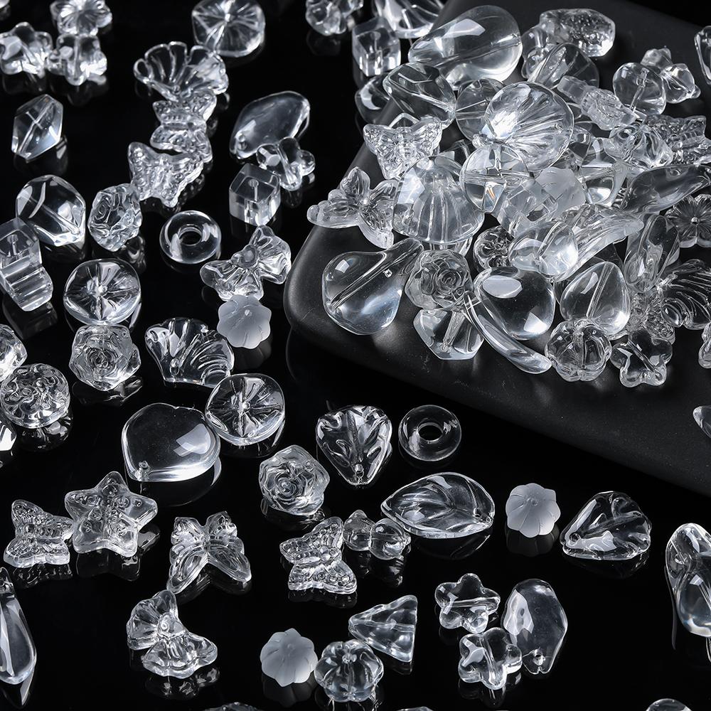 20g Zufällige Gemischte Glasblumen Schmetterlingsförmige Perlen Lose Abstandshalterperlen für DIY Halskette Armband Ohrring Schmuckherstellung Zubehör