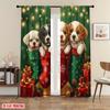 JIT 2pcs Cute Puppy Floral Curtain   Room Darkening   Polyester   Christmas Window Decor   Home Decor   Rod Pocket
