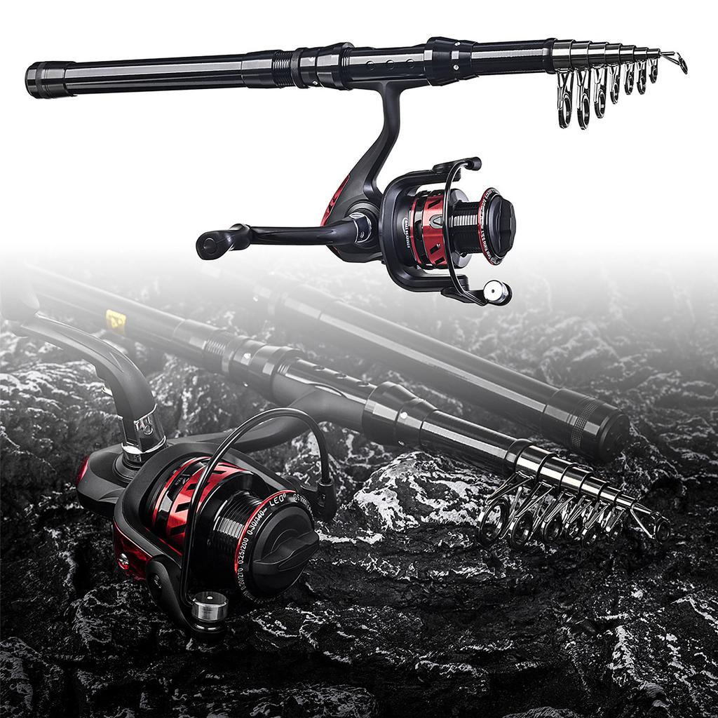 180 cm/210 cm/240 cm/270 cm Teleskop Angelrute Reel Combo Set Angelgerät Zubehör
