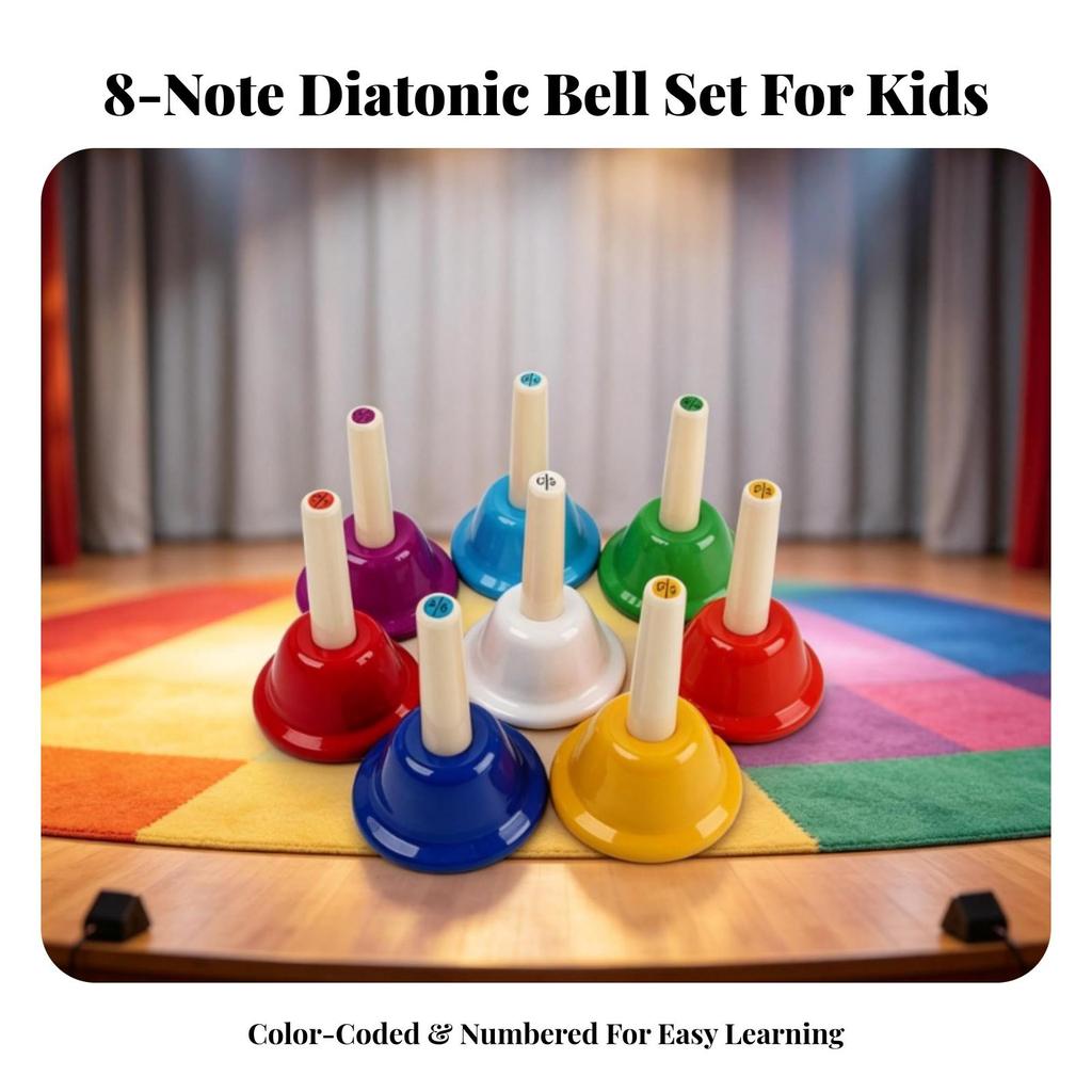 Hand Bell Color-Coded Musical Handbell Metal for Classroom, Children, Beginners