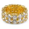 Hip-Hop Jewelry Double Row Zircon Ring Trendy Brand Personality Full Diamond 18K Gold Men's Ring